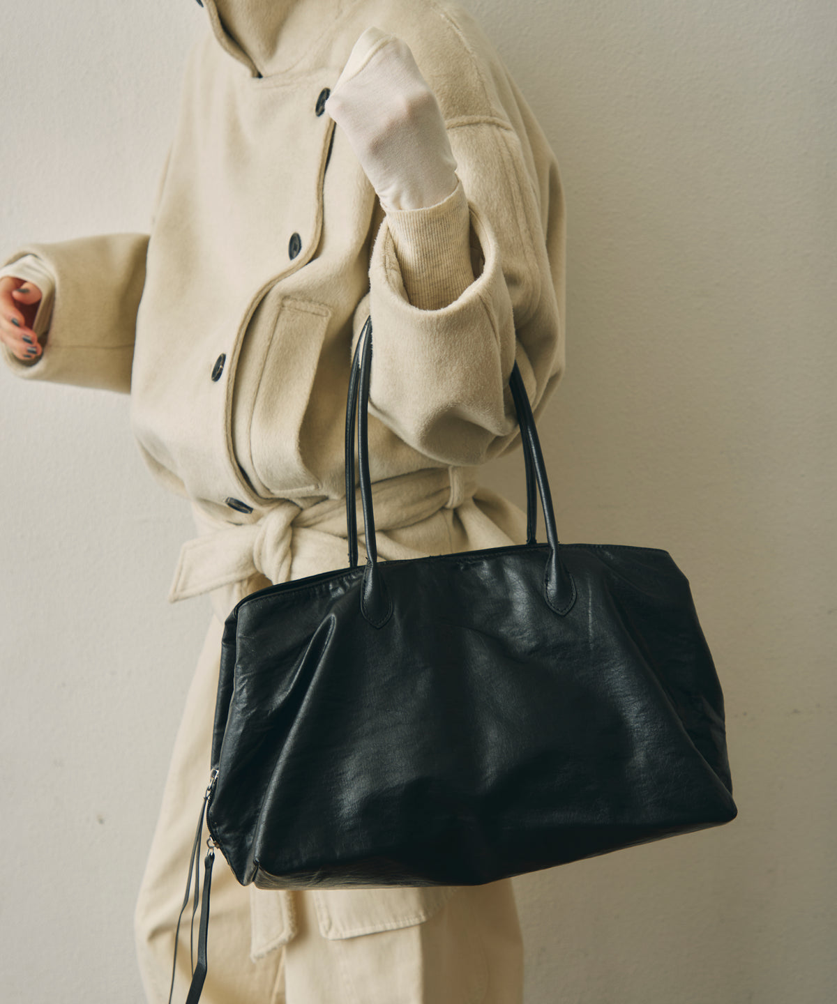 レザーライクビッグボストンBag