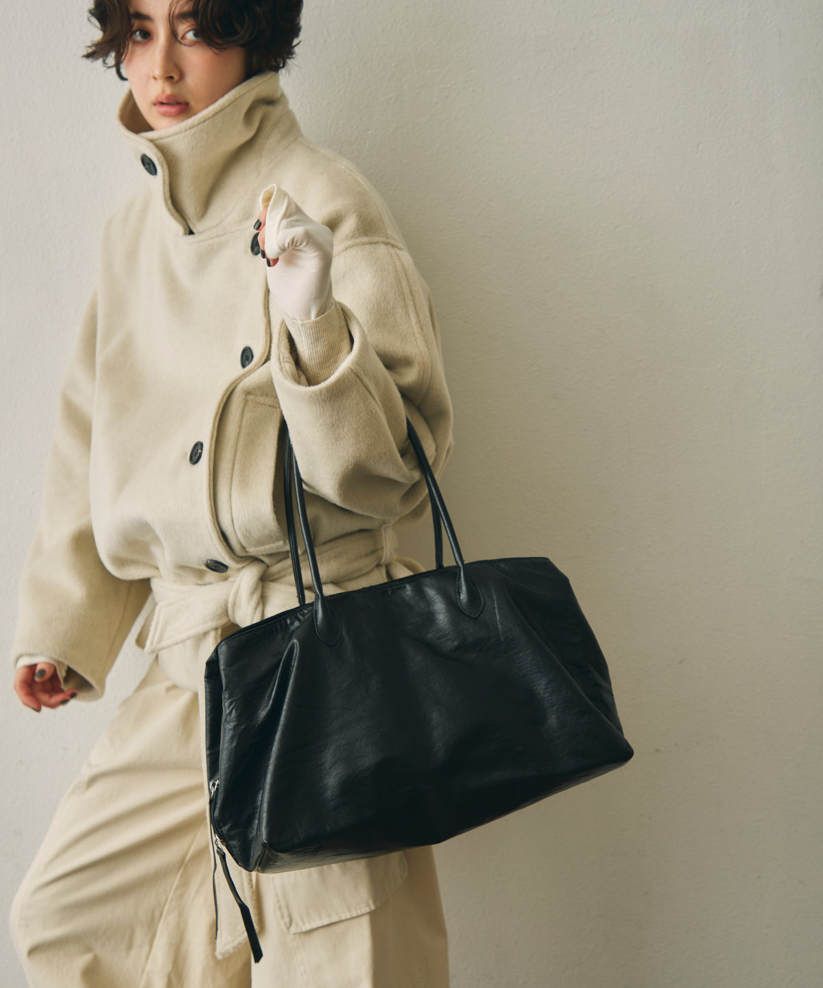 レザーライクビッグボストンBag