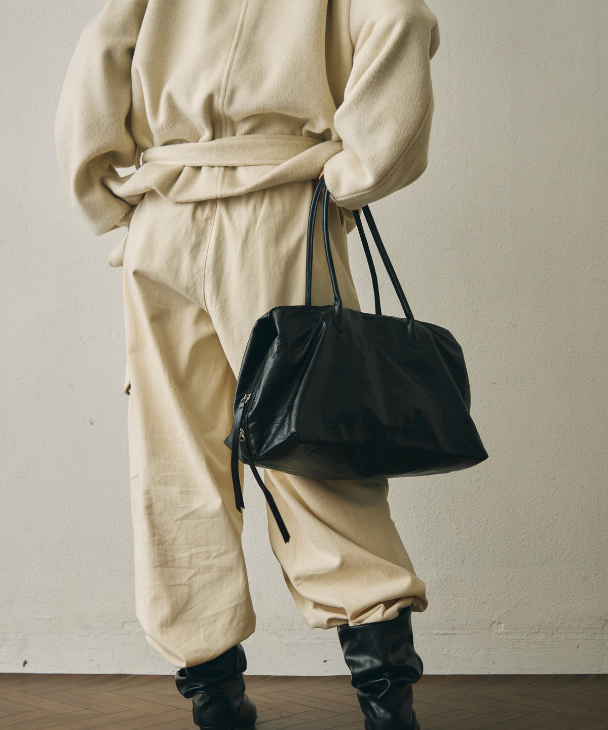 レザーライクビッグボストンBag