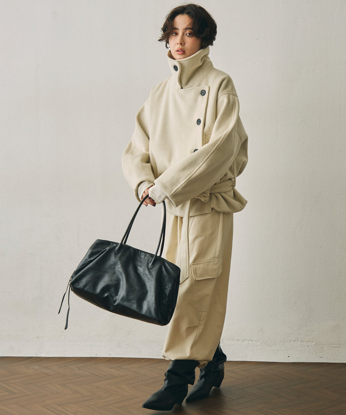 レザーライクビッグボストンBag